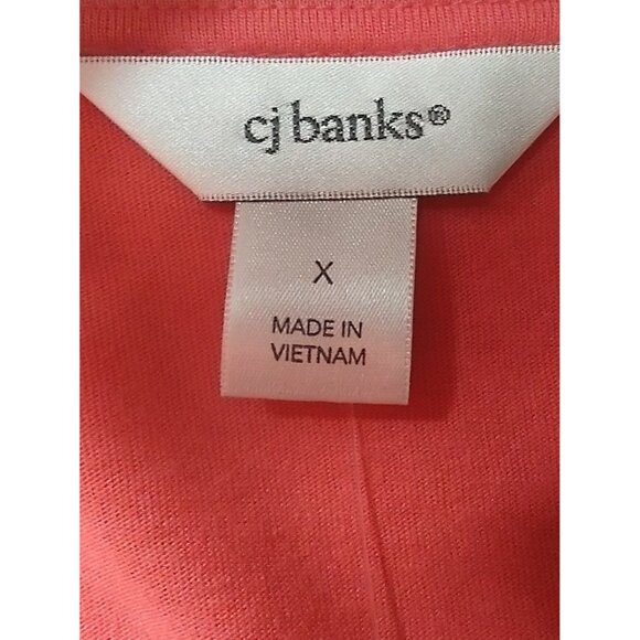 CJ Banks Scalloped Neck Short Sleeve Coral Cotton and Modal Top Size 14W NWT - Picture 4 of 9